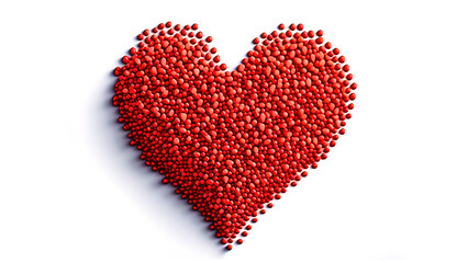 Obraz na płótnie Canvas Red heart shape made of pomegranate seeds isolated on white background. Generative ai