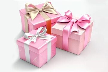 Fototapeta premium pink gift box with pink ribbon