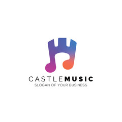Music Castle Logo Template Design Vector