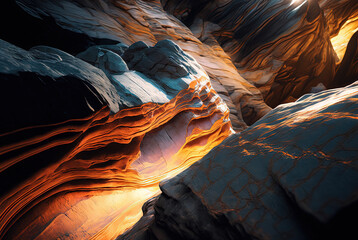  Smooth stone canyons texture. Generative AI.