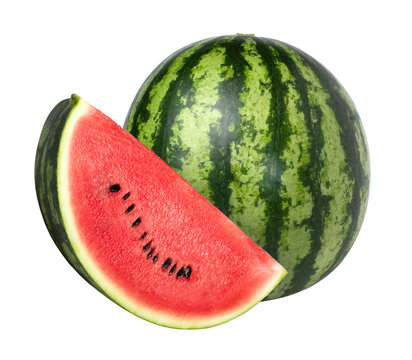 watermelon and slices isolated, Watermelon macro studio photo, transparent png, PNG format, cut out