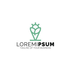 sun flower logo design line art illustration