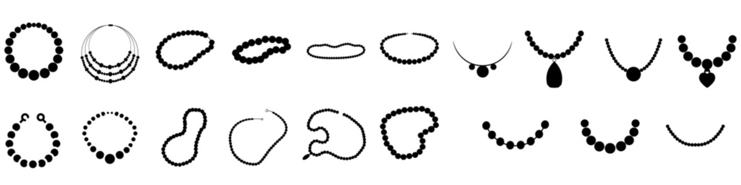 Pearl icon vector set. Necklace illustration sign collection. jewel symbol. Gem logo.