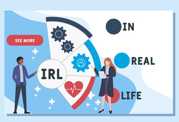 IRL - In Real Life  acronym. business concept background. vector illustration concept with keywords and icons. lettering illustration with icons for web banner, flyer