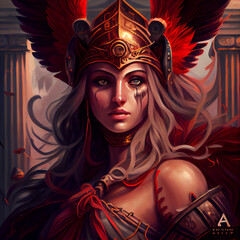 portrait of a goddess athena mythology.generative AI technology - obrazy, fototapety, plakaty