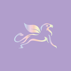 horse pegasus griffin with wings on purple