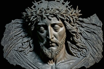 Fototapeta na wymiar illustration of Jesus Christ in crown of thorns. AI generated 