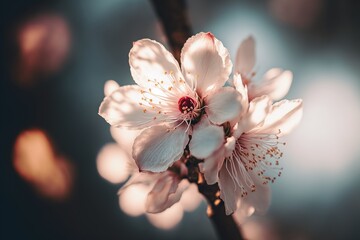 Close up shot of cherry blossom. Sakura. Generative AI