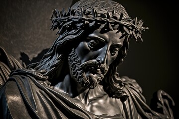 illustration of Jesus Christ in crown of thorns. AI generated 