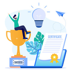 Illustration vector graphic cartoon character of Certificate document for achievement