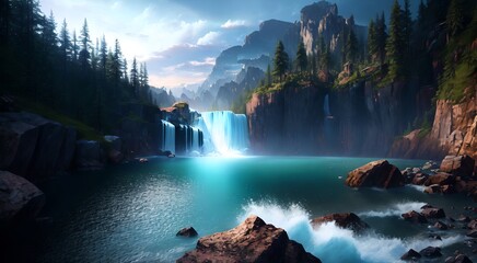 The Power of Flow: A Breathtaking View of Cascading Falls [AI Generated]