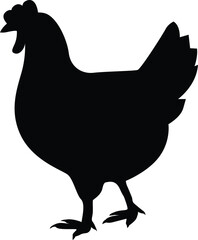 Silhouette of a hen. Hen icons. Chicken template for meat store,