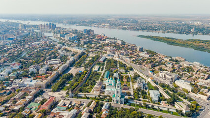 Astrakhan, Russia. Historical and architectural complex of the Astrakhan Kremlin, Aerial View