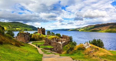 Fototapeten Ruins of Urquhart Castle along Loch Ness, Scotland © lapas77