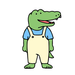 Cute crocodile cartoon character, back to school concept. isolated on white background, vector illustration.