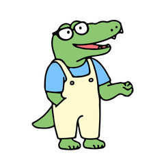 Cute nerd crocodile cartoon character, back to school concept. isolated on white background, vector illustration.