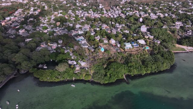 Bay In The Village Of Trou d'Eau Douce Top View, Mauritius, Aerial View
