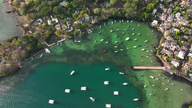 Bay In The Village Of Trou d'Eau Douce Top View, Mauritius, Aerial View