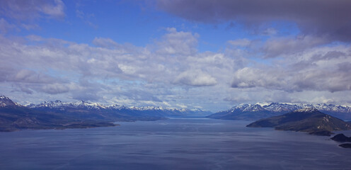 Beagle Channel from the air, Patagonia, Argentina.