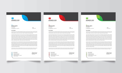 Business Corporate letterhead layout, Simple letterhead design With various color print-ready Design templates.	