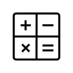 Operator math icon or education math. Element symbol off add, minus, multiple, equals isolated on white background. Simple illustration 
