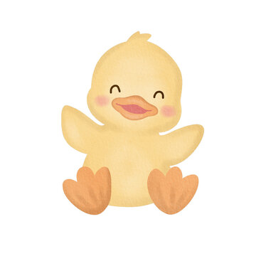 cute duck animal watercolor