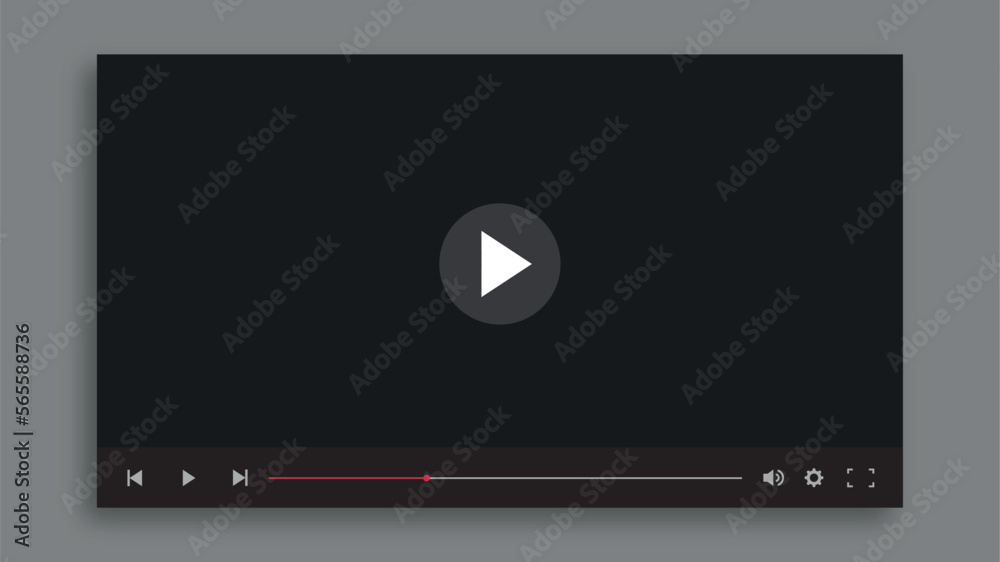 Poster video multimedia player mockup template design for web. vector illustration.