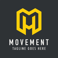 Abstract Initial Letter M Logo. M shape isolated on black background