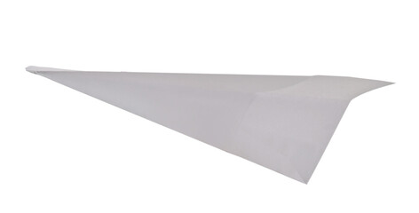 Paper plane isolated on transparent layered background.