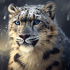 Fototapeta na wymiar portrait of a snow leopard.generative AI technology