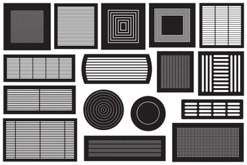 Collage of different ventilations grilles isolated on white