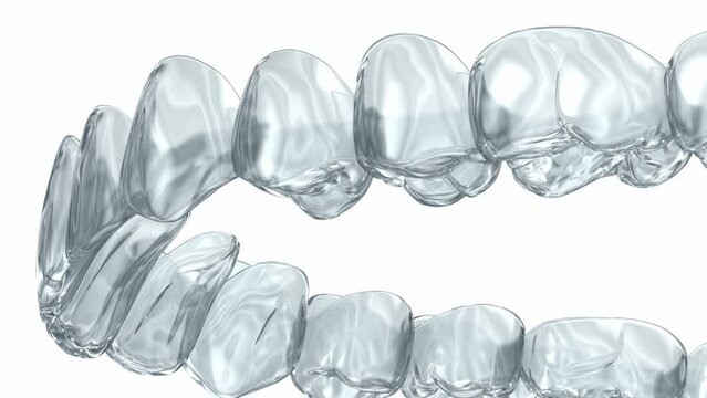 Invisalign braces or invisible retainer. Dental 3D animation