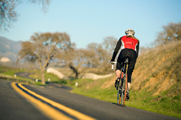 Woman road cycling