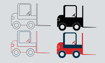Forklift vector icon as transportation and industry symbol 