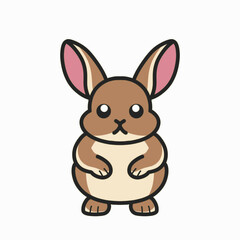 Cute Brown Rabbit Illustration with White Background