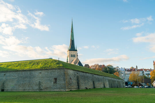 Old city wall fortification with St Olaf's church "Oleviste kogudus"
