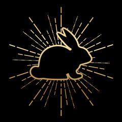 Golden Easter Bunny With Sunburst