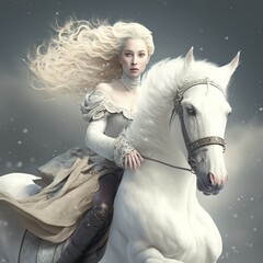 princess on a white horse. Generative AI