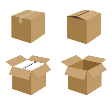 Cardboard boxes set. Vector illustration.