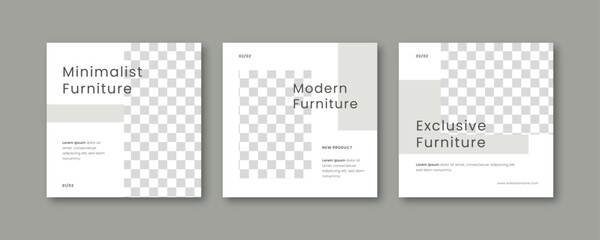 Modern furniture sale template social media post in minimalist style
