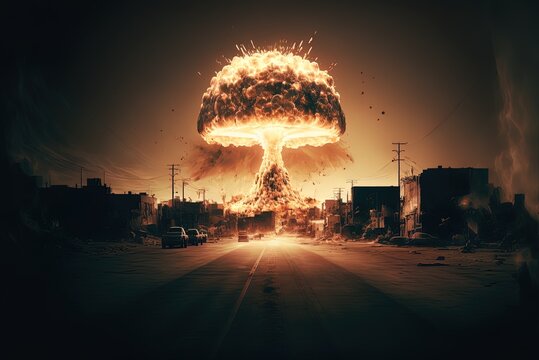 nuclear bomb blast in the city Generative AI