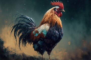 Chicken Watercolor Painting. Generative AI