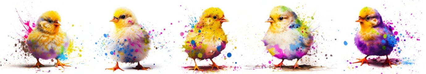 Easter chick on watercolor,generative ai.