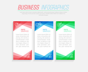 Business infographics. 3 stages of achieving the goal. Stages of the workflow, development, marketing, plan or training. Business strategy with icon icons. Report or statistics schema
