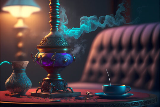 Vintage style hookah, in modern luxury environment 