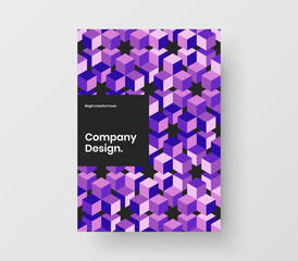 Simple geometric pattern corporate brochure template. Creative company cover A4 design vector layout.