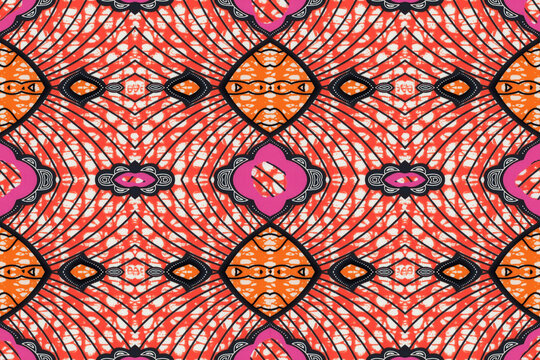 Colored African fabric – Seamless and textured pattern, cotton, high definition (HD format), photo