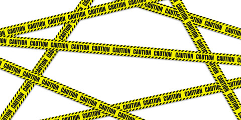 Caution tape with transparent background. Yellow tape, no entry, danger, police.