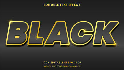 golden black metallic 3d graphic style editable text effect