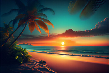 Sonnenaufgang an einem tropischen Strand